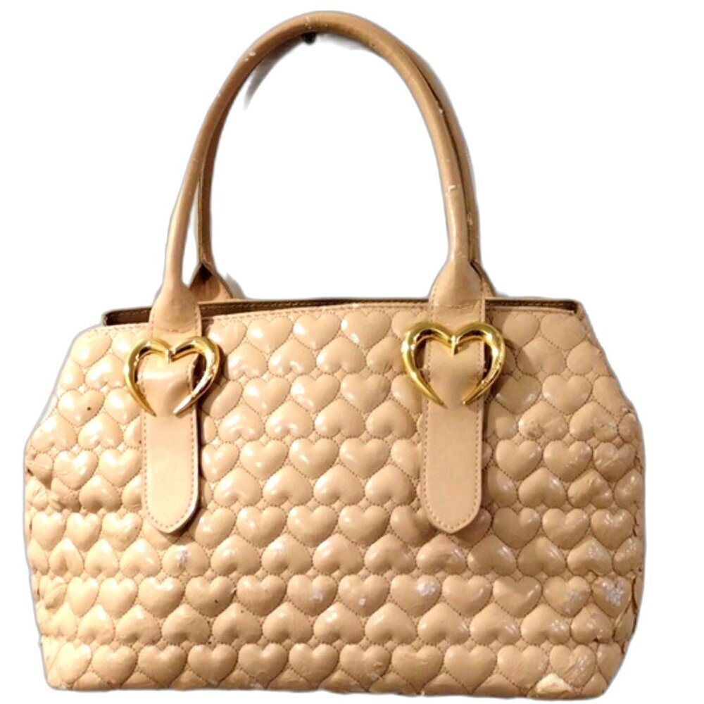 Samantha Vega Handbag Purse Quilted Hearts, Women's Fashion Bag, 13.5 x13.5x5.5"